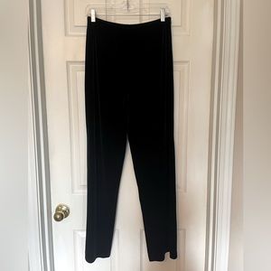 Casual Corner Black Velour Stretch Wide-Leg Medium Pants